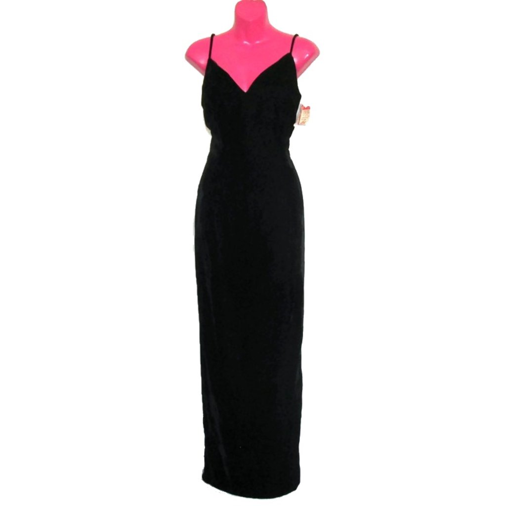 1980s Vintage Nwt Sexy Black Velvet Prom Dress Size Small Medium